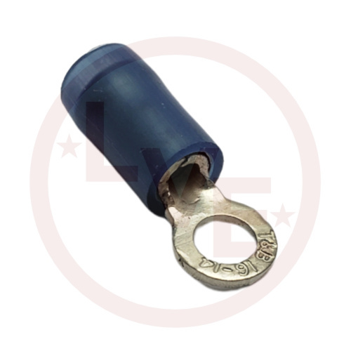 TERMINAL RING 18-14 AWG #6 NYLON INSULATED BLUE TIN PLATED