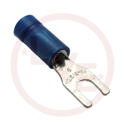 ABB RB2207 TERMINAL FORK LOCKING 18-14 AWG #6 STUD VINYL INSULATED BLUE TIN PLATED