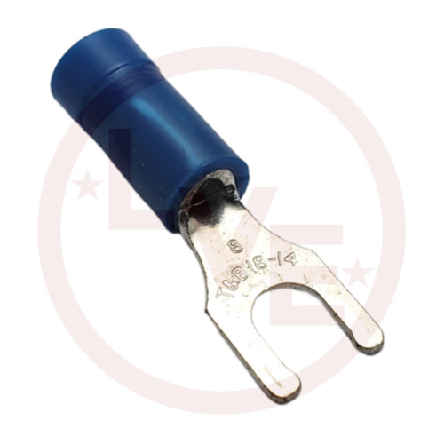 T&B RB2237 TERMINAL FORK LOCKING 18-14 AWG #8 STUD INSULATED BLUE TIN PLATED