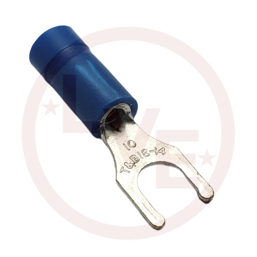 TERMINAL FORK LOCKING 18-14 AWG #10 STUD INSULATED BLUE TIN PLATED