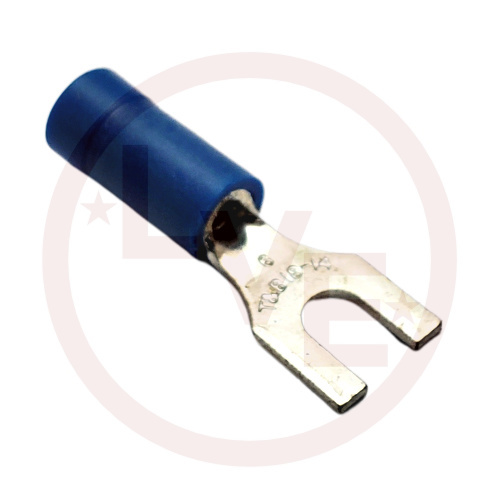 T&B RB647 TERMINAL FORK 18-14 AWG #6 STUD VINYL INSULATED BLUE TIN PLATED