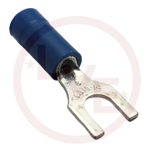 T&B RB657 TERMINAL FORK 18-14 AWG #8 STUD INSULATED BLUE TIN PLATED