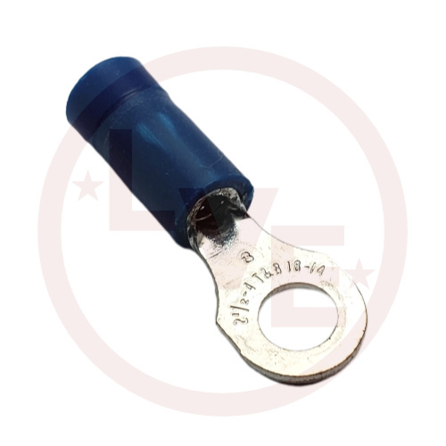 ABB RB867 TERMINAL RING 18-14 AWG #8 STUD VINYL INSULATED BLUE TIN PLATED