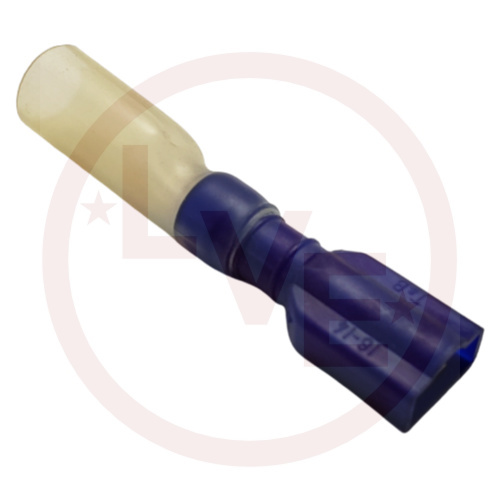 T&B RBS14-250AX TERMINAL QDC FEMALE 16-14 AWG .250 X .032 HEAT SHRINK POLYOLEFIN BLUE TIN PLATED