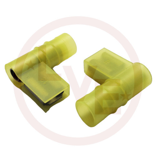 T&B RC10-250A TERMINAL QDC FLAG FEMALE 12-10 AWG .250 X .032 INSULATED YELLOW BRASS TIN PLATED