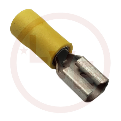 T&B RC257 TERMINAL QDC FEMALE 12-10 AWG .250 X .032 VINYL INSULATED YELLOW TIN PLATED