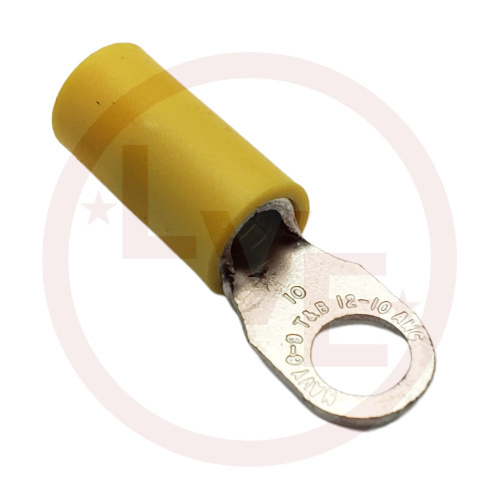 TERMINAL RING 12-10 AWG #10 STUD PVC INSULATED YELLOW TIN PLATED