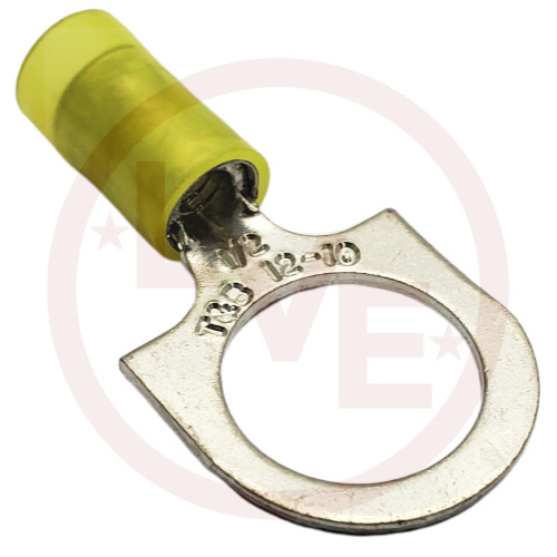 T&B RC753 TERMINAL RING 12-10 AWG 1/2" STUD NYLON INSULATED YELLOW TIN PLATED