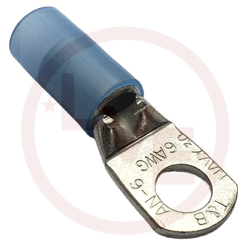 ABB RE10711 TERMINAL RING 6AN AWG 1/4" STUD NYLON INSULATED BLUE TIN PLATED