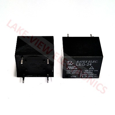 RAYEX LEG-24 RELAY 24VDC 10A SPDT SEALED 0.36W COIL, 1600 OHM MINI PCB RELAY