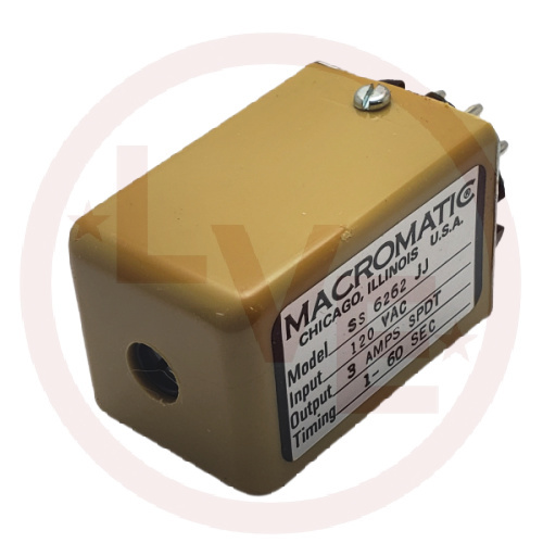 MACROMATIC SS-6262-JJ RELAY TIMER 120V 3A SPDT 8 PIN OCTAL PLUG