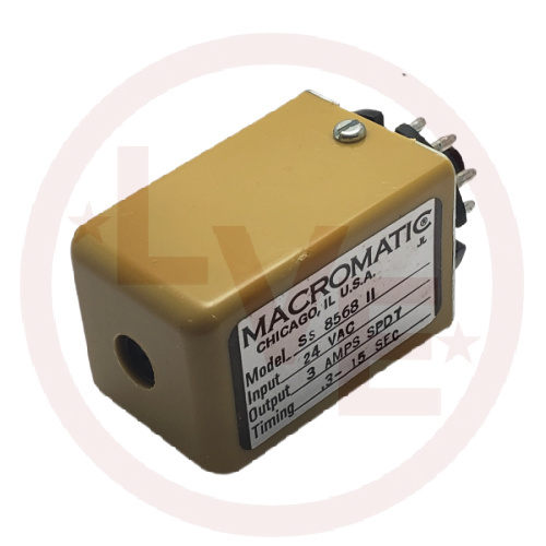 MACROMATIC SS-8568-11 RELAY TIMER 24VAC 3A SPDT 0.3-15 SEC OFF DELAY 8P PLUG