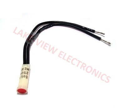 INDICATOR 250V RED NEON 6" LEADS PNL MT LIGHT