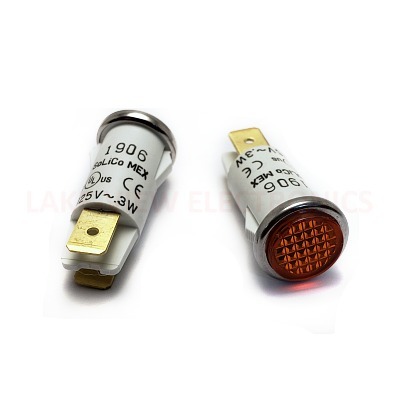 SOLICO 3050-4-12-37320 INDICATOR 125V AMBER NEON .250 TABS PNL MOUNT