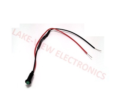 INDICATOR 14V GREEN LED 6" LEADS