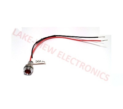 INDICATOR 14V RED LED 6" LEADS