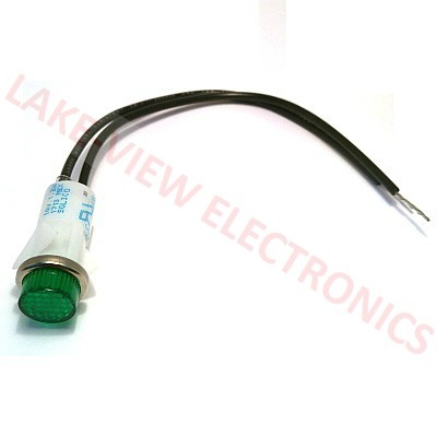 INDICATOR 14V GREEN INCAND 6" LEADS PNL MNT