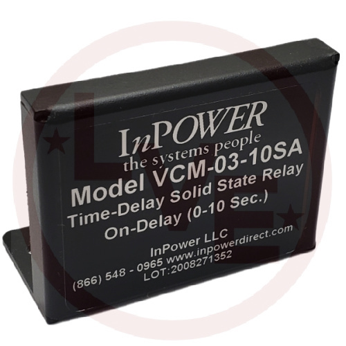 INPOWER VCM-03-10SA RELAY TIME DELAY SOLID STATE 12VDC 15A 0-10 SEC ON-DELAY