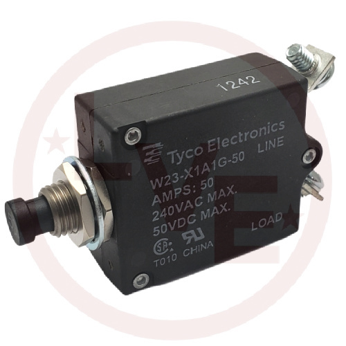 TE CONN W23-X1A1G-50 CIRCUIT BREAKER 50A 240VAC/50VDC THERMAL