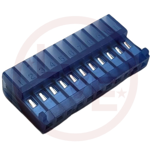 AMP 1-643815-1 CONNECTOR HEADER 11 POS MTA RIGHT ANGLE MNT IDC .100"P BLUE