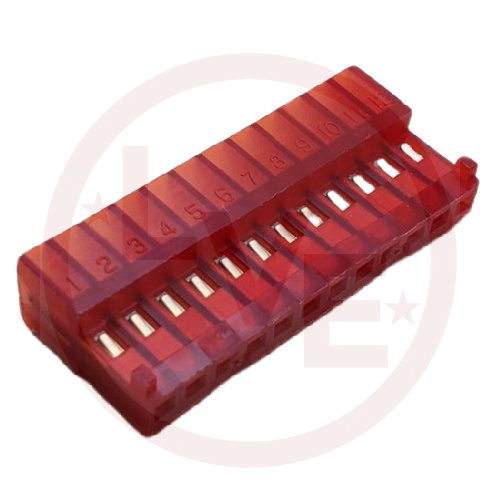 AMP 1-644042-2 CONNECTOR HEADER 12 POS MTA RIGHT ANGLE MNT IDC .100"P RED