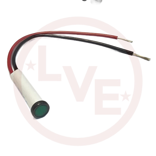 INDICATOR 28V GREEN LED 6" LEADS BLK BEZEL PNL MNT LIGHT