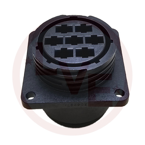 AMP 206227-1 CONNECTOR 7 POS RECEPTACLE HSG CPC (CIRCULAR PLASTIC) SQUARE FLANGE SIZE 23 BLACK