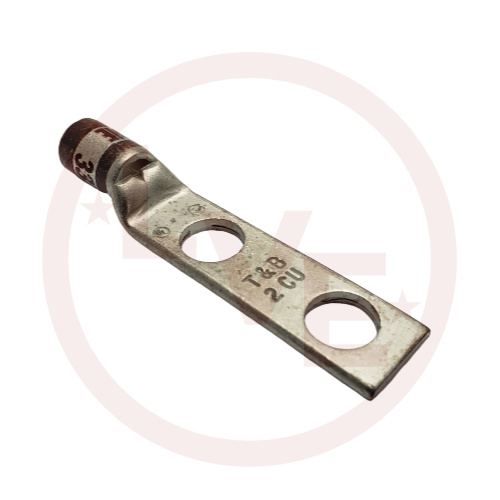 T&B 256-30695-257 TERMINAL TWO-HOLE LUG NON-INSULATED 2 AWG 3/8" STUD