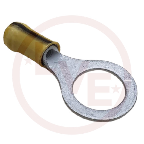 TERMINAL RING 16-14 AWG 1/2" STUD INSULATED YELLOW W/BLACK STRIPE NYLON