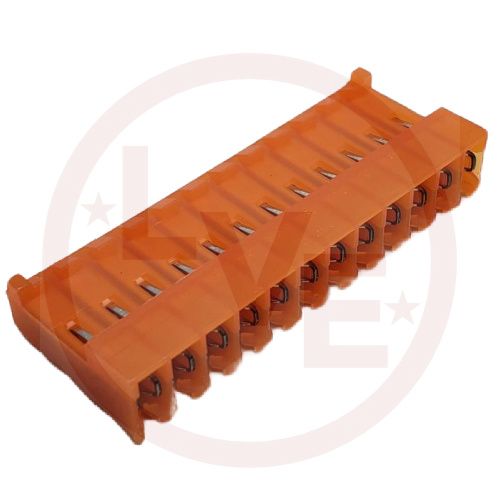 CONNECTOR HEADER 12 POS RECEPTACLE .156"P 18 AWG ORANGE