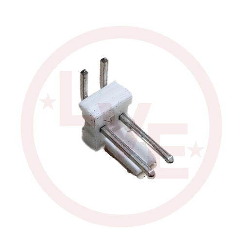 CONNECTOR HEADER 2 POS MALE VERTICAL RIGHT ANGLE THROUGH HOLE .100"P TIN NATURAL