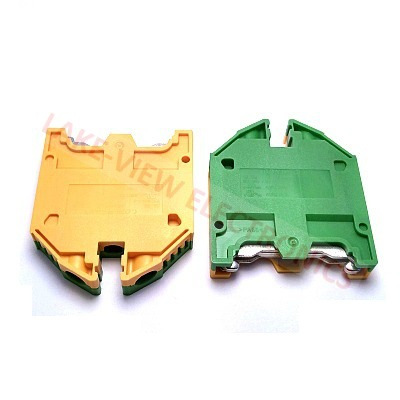 CONTA CLIP 1197.2 TERMINAL BLOCK EARTH GROUND 2POS TS 35 DIN RAIL MOUNT GRN/YEL