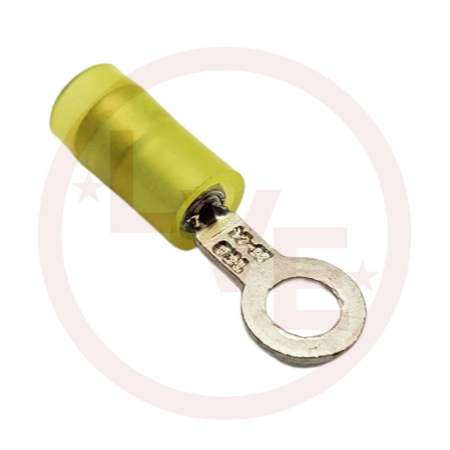 T&B RAX63 TERMINAL RING 26-24 AWG #6 STUD NYLON INSULATED YELLOW TIN PLATED