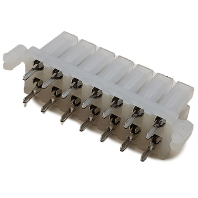 CONNECTOR HEADER 14 POS MINI-FIT VERTICAL HEADER DUAL ROW,  W/SNAP IN PLASTIC PEGS