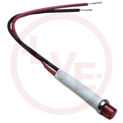 INDICATOR 14V RED LED 6" LEADS PNL MT LIGHT