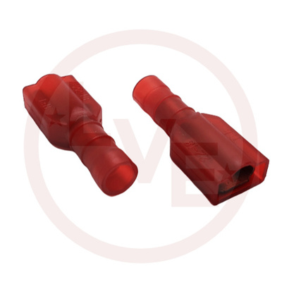 TERMINAL QDC FEMALE FULLY INSULATED 22-18 AWG 250X.032 RED NYLON