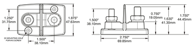 FUSE BLOCK DUAL POST BLACK 48VDC