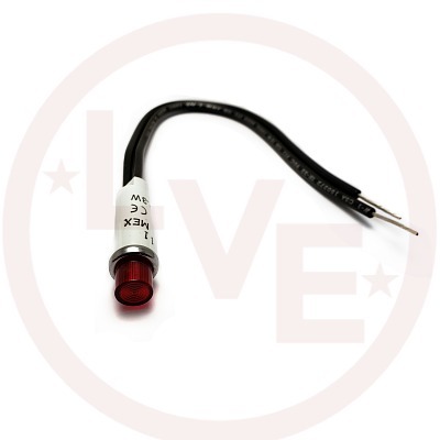 INDICATOR 125V RED NEON 6" LEADS PANEL LAMP