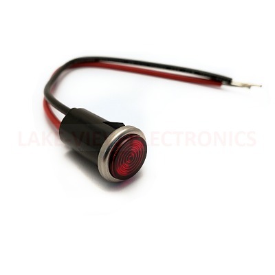 INDICATOR 28V RED LED 6&quot; LEADS PANEL MOUNT LIGHT