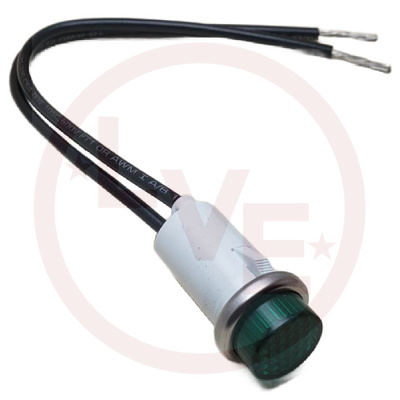 INDICATOR 250V GREEN NEON 6" LEADS PNL LIGHT