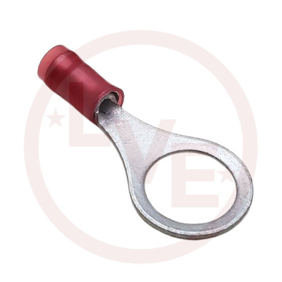 TERMINAL RING 22-18 AWG 3/8" STUD INSULATED RED NYLON