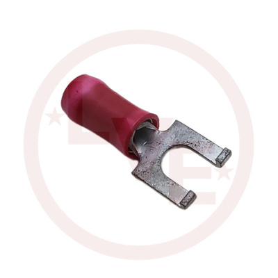 TERMINAL SPADE FLANGED 2-16 AWG #6 STUD INSULATED RED