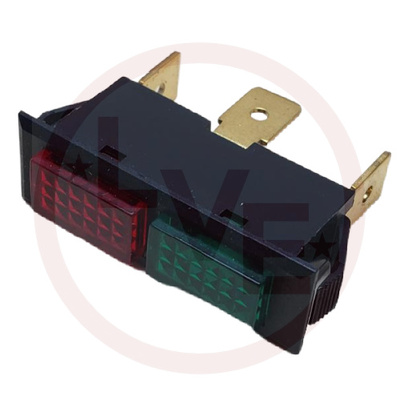 INDICATOR 250V NEON RED/GREEN .250&quot; Q.C. TABS PNL LIGHT