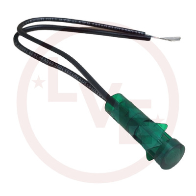 INDICATOR 125V GREEN NEON 6" LEADS PNL LIGHT