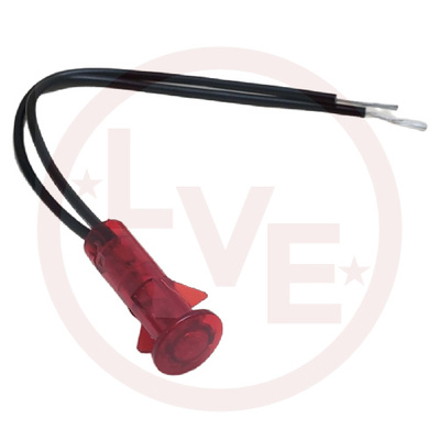 INDICATOR 125V RED NEON 6&quot; LEADS PNL LIGHT