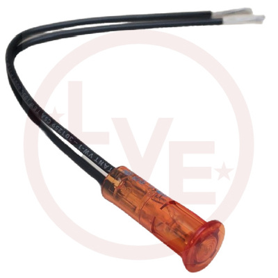 INDICATOR 125V AMBER NEON 6" LEADS PNL LIGHT