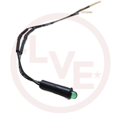 INDICATOR 250V GREEN LED 6&quot; LEADS PNL MT LIGHT