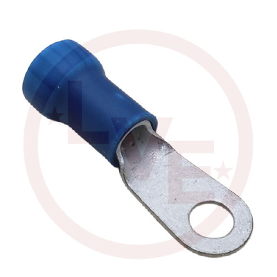 TERMINAL RING 6 AWG 1/4" STUD INSULATED BLUE PVC