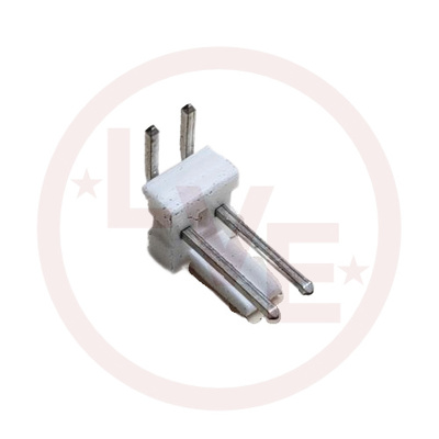 CONNECTOR HEADER 2 POS MALE VERTICAL RIGHT ANGLE THROUGH HOLE .100&quot;P TIN NATURAL