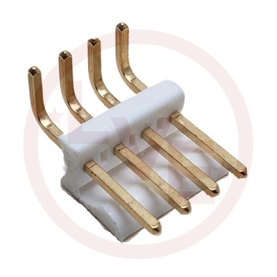 CONNECTOR HEADER 4 POS MALE RIGHT ANGLE THROUGH HOLE MTA-156 NATURAL